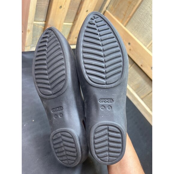 Crocs Womens W8 Iconic Comfort Black Slingback Flats Lightweight Casual Shoes - Picture 6 of 7